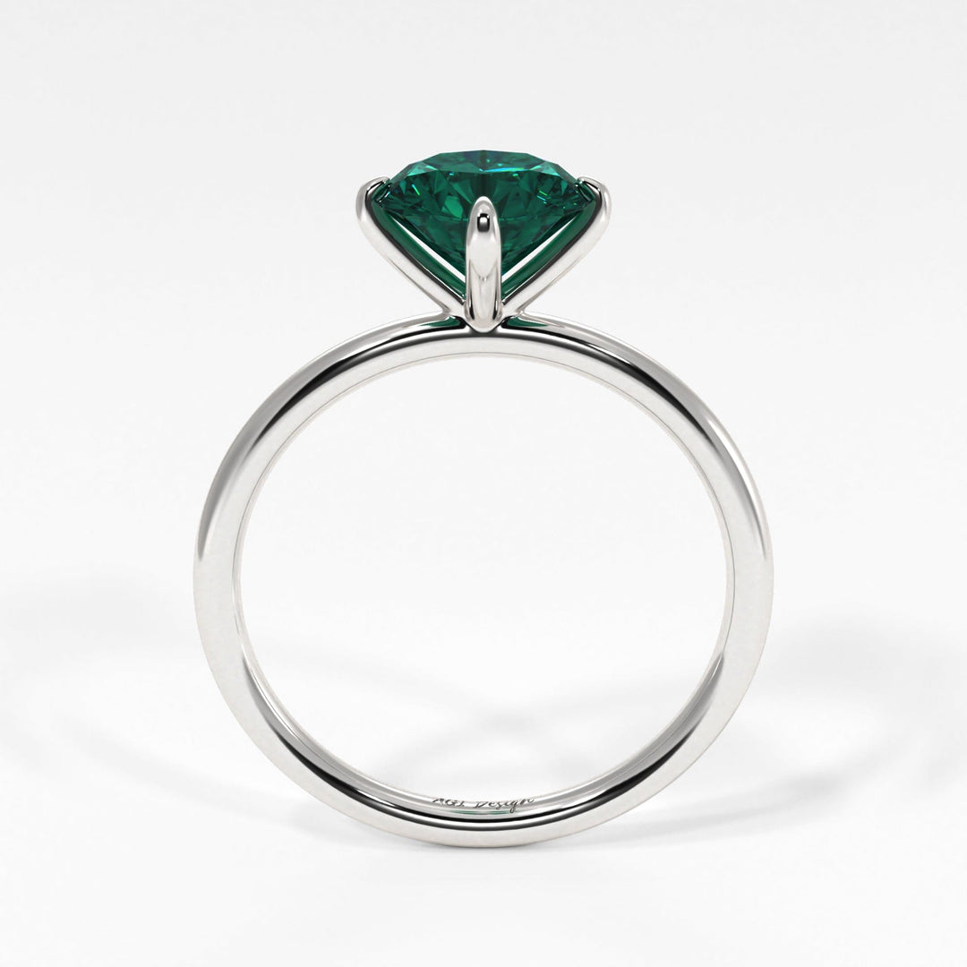 AGI Design Lisa Round Green Moissanite Engagement Ring