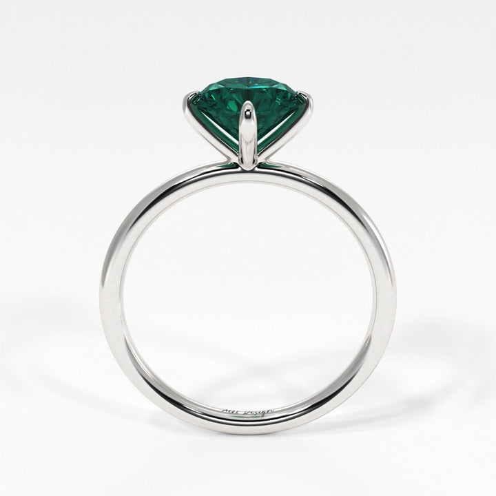 AGI Design Lisa Round Green Moissanite Engagement Ring
