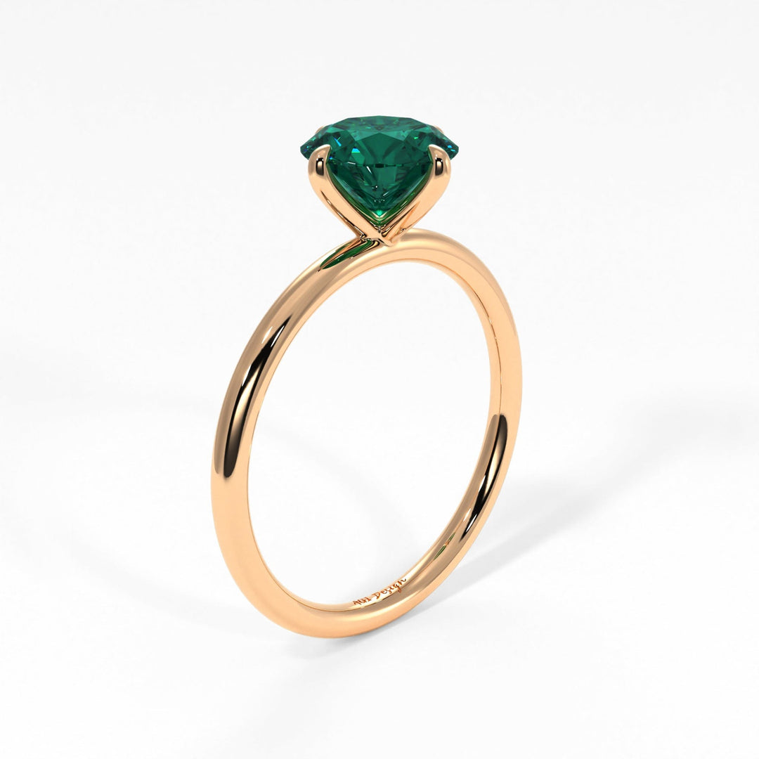 AGI Design Lisa Round Green Moissanite Engagement Ring