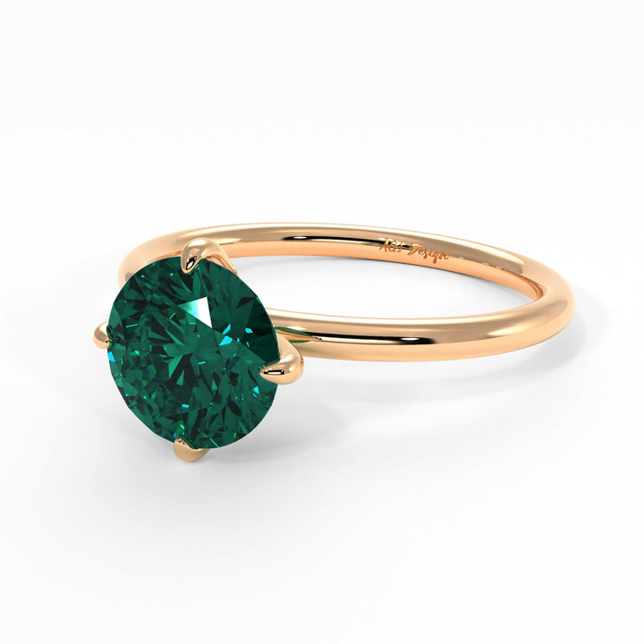 AGI Design Lisa Round Green Moissanite Engagement Ring
