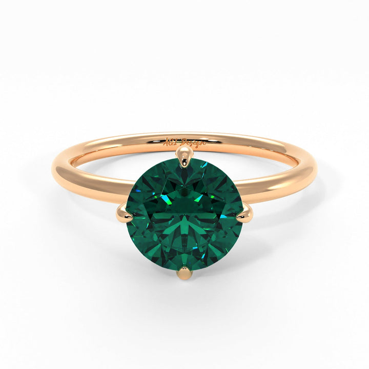 AGI Design Lisa Round Green Moissanite Engagement Ring