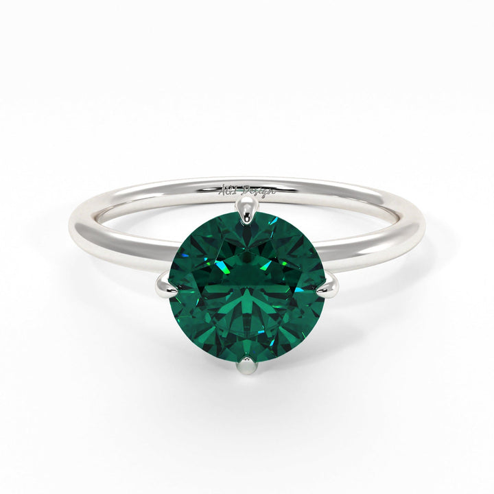 AGI Design Lisa Round Green Moissanite Engagement Ring