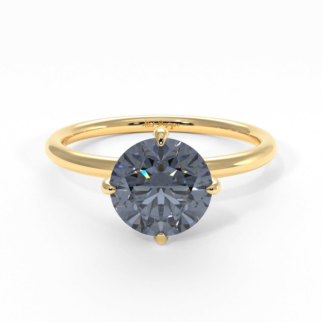 AGI Design Lisa Round Grey Moissanite Engagement Ring