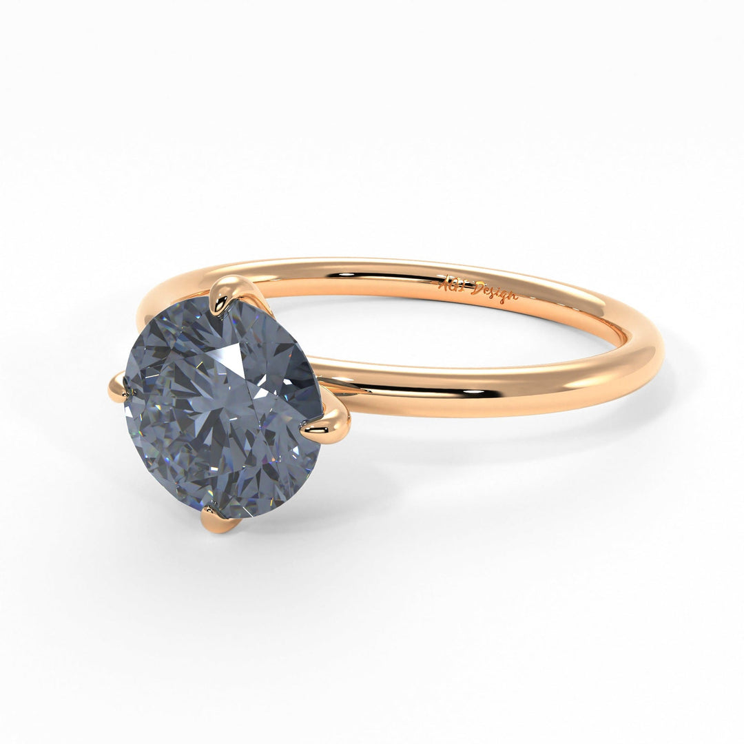 AGI Design Lisa Round Grey Moissanite Engagement Ring