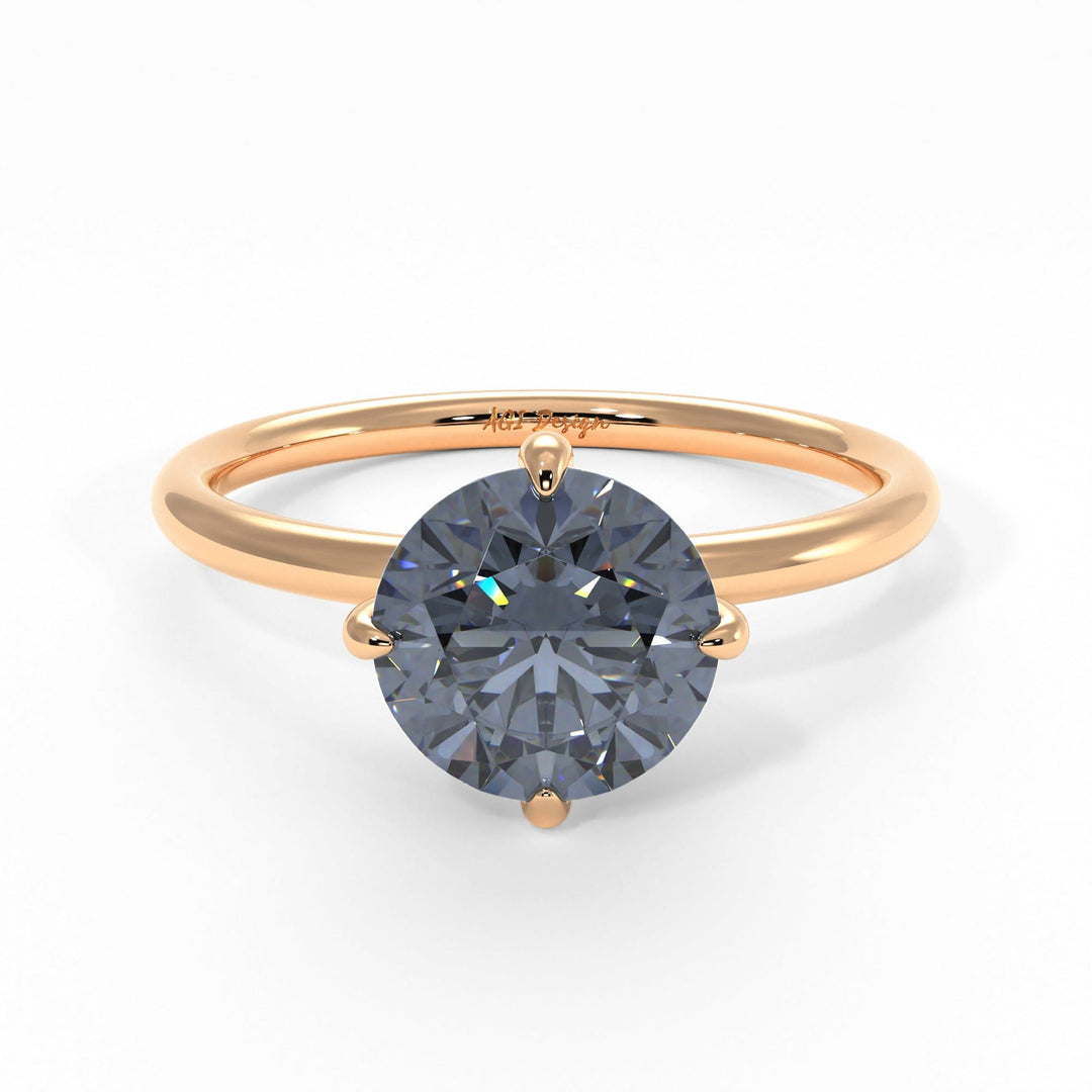 AGI Design Lisa Round Grey Moissanite Engagement Ring