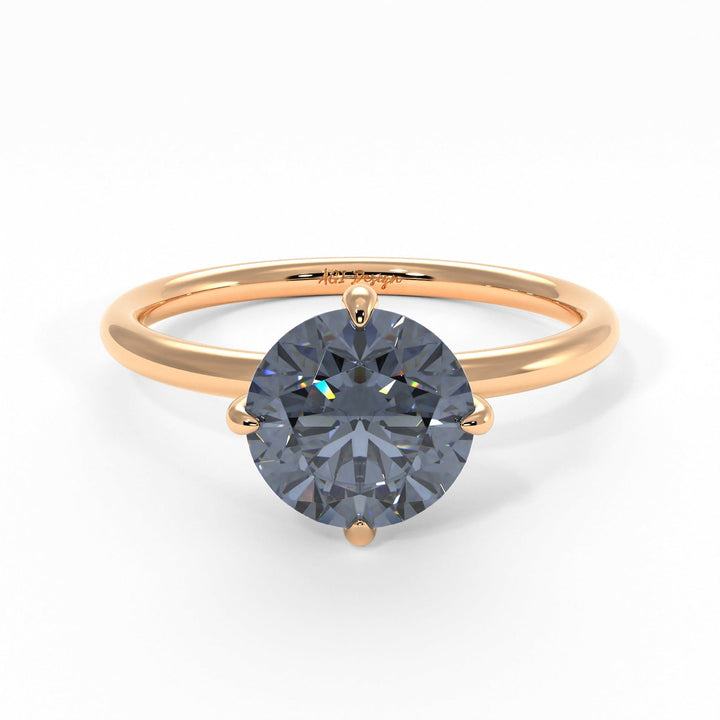 AGI Design Lisa Round Grey Moissanite Engagement Ring