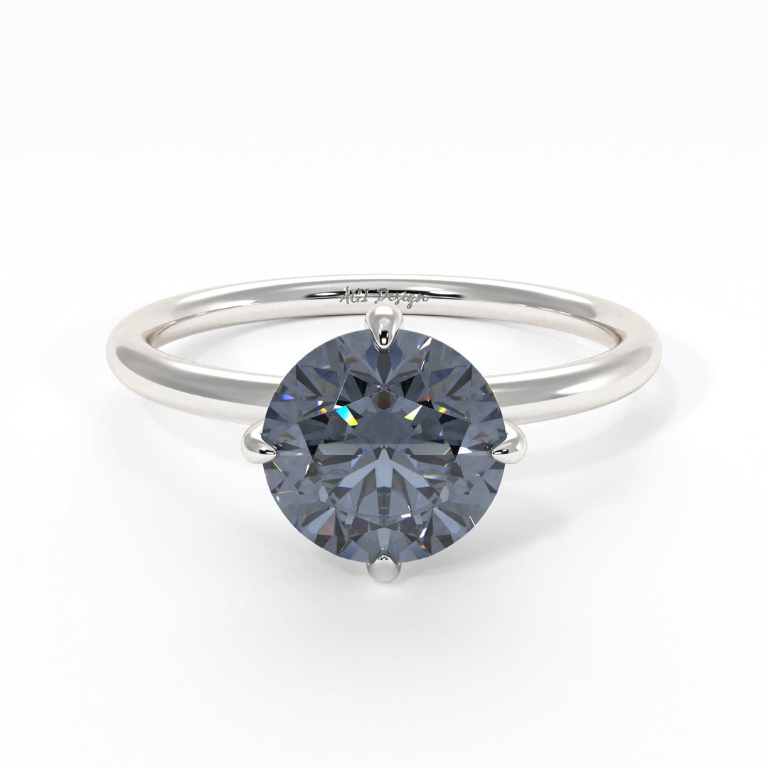 AGI Design Lisa Round Grey Moissanite Engagement Ring