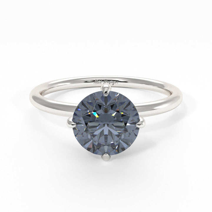 AGI Design Lisa Round Grey Moissanite Engagement Ring