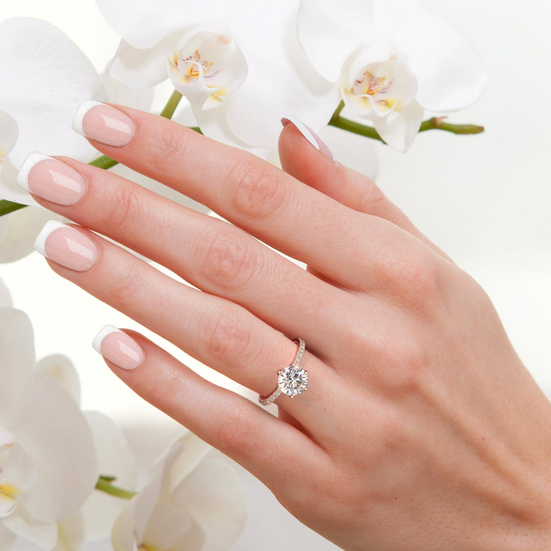 AGIDesignShop Melanie Round Moissanite Tulip Engagement Ring