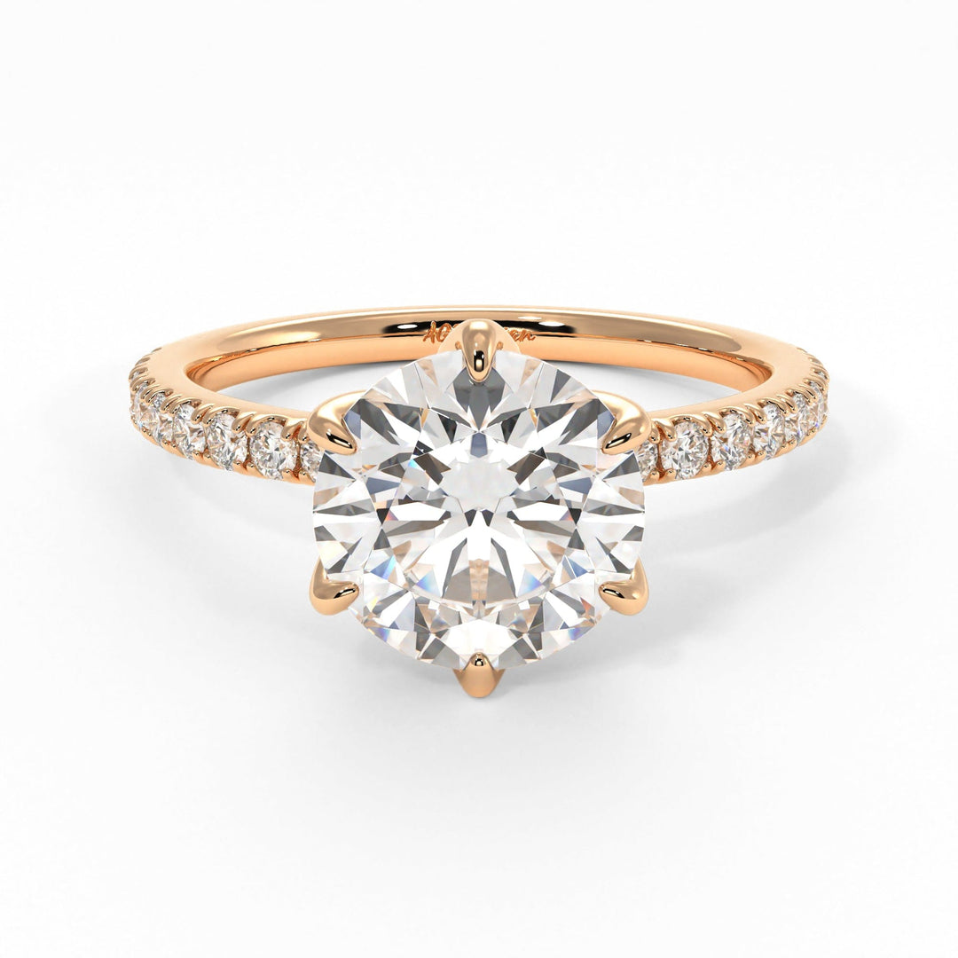 AGIDesignShop Melanie Round Moissanite Tulip Engagement Ring