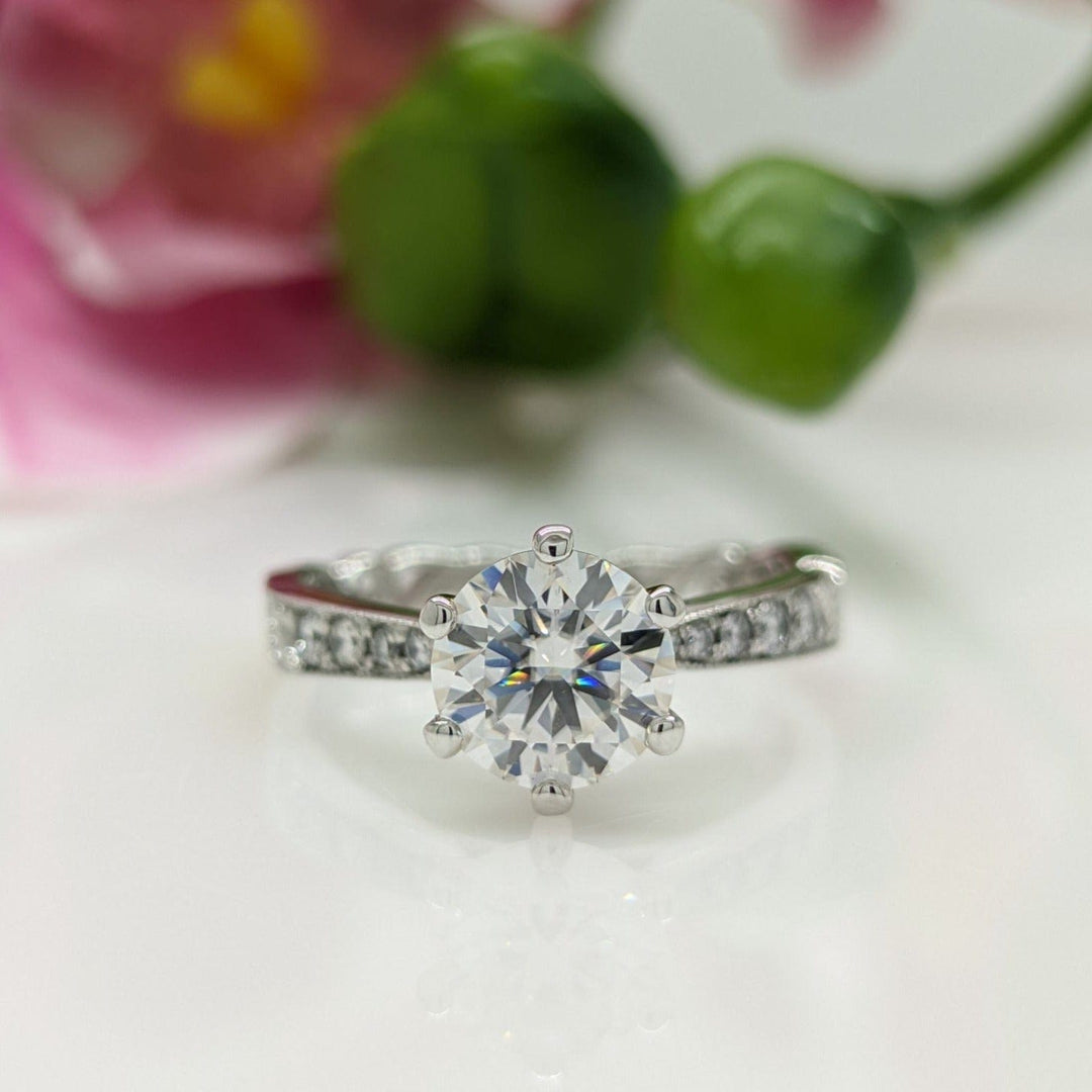 AGIDesignShop Melody Round Moissanite Engagement Ring