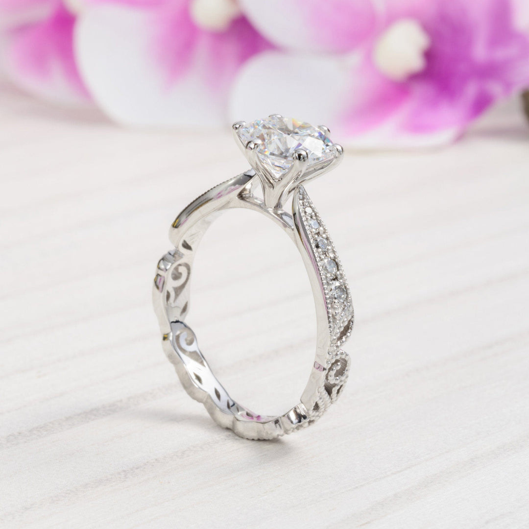 AGIDesignShop Melody Round Moissanite Engagement Ring