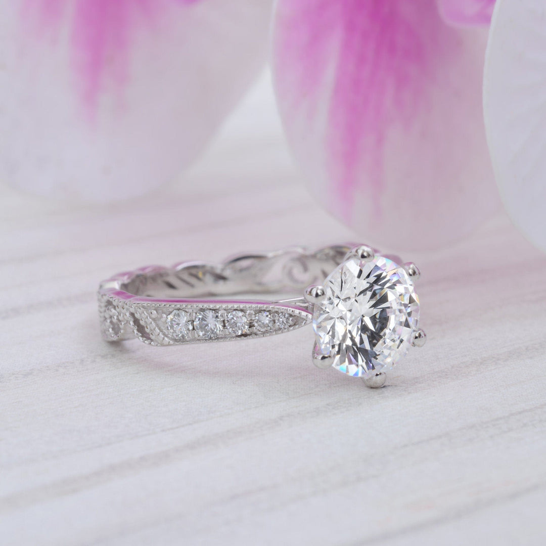 AGIDesignShop Melody Round Moissanite Engagement Ring