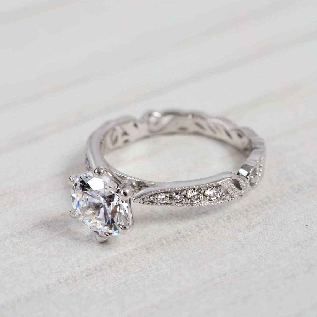 AGIDesignShop Melody Round Moissanite Engagement Ring
