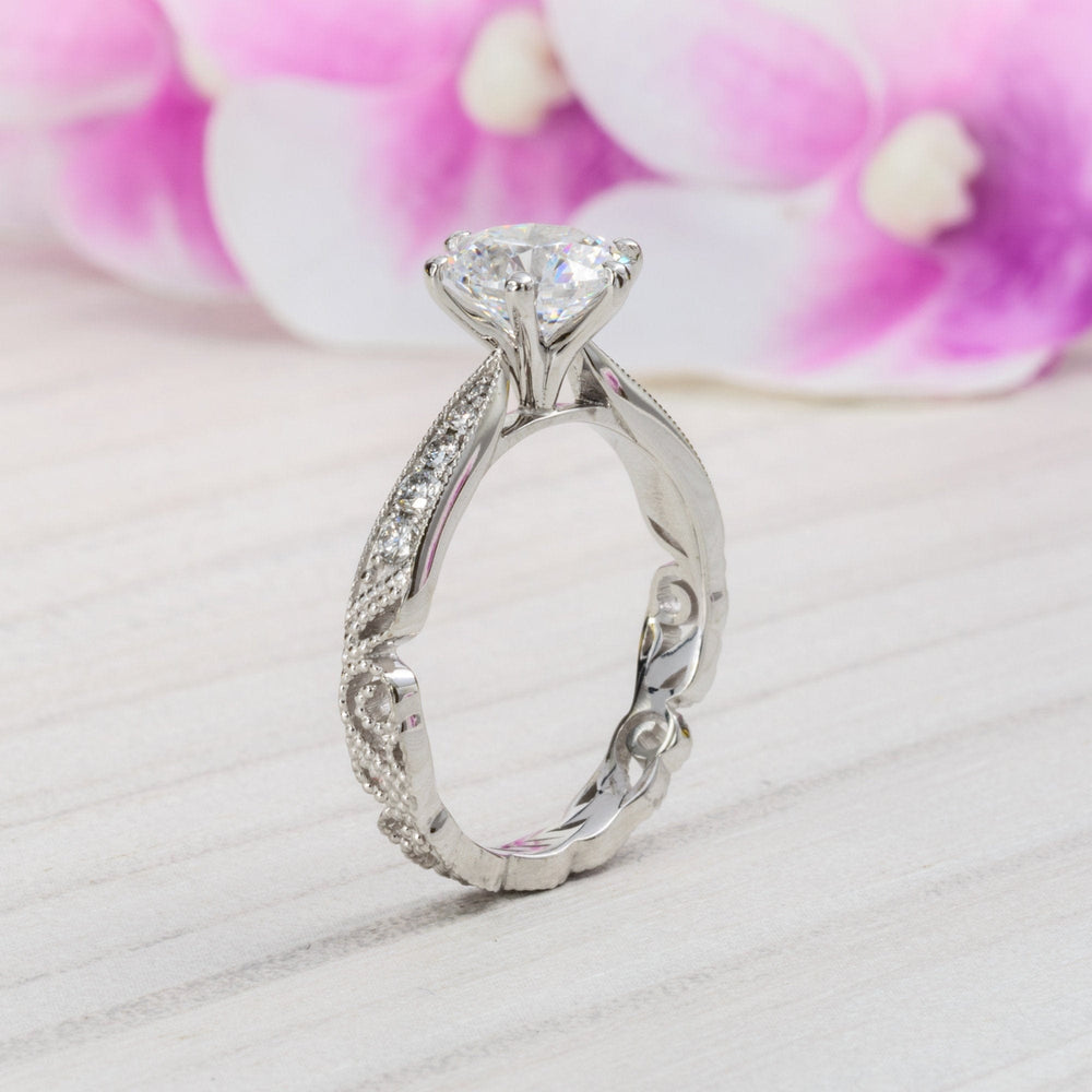 AGIDesignShop Melody Round Moissanite Engagement Ring