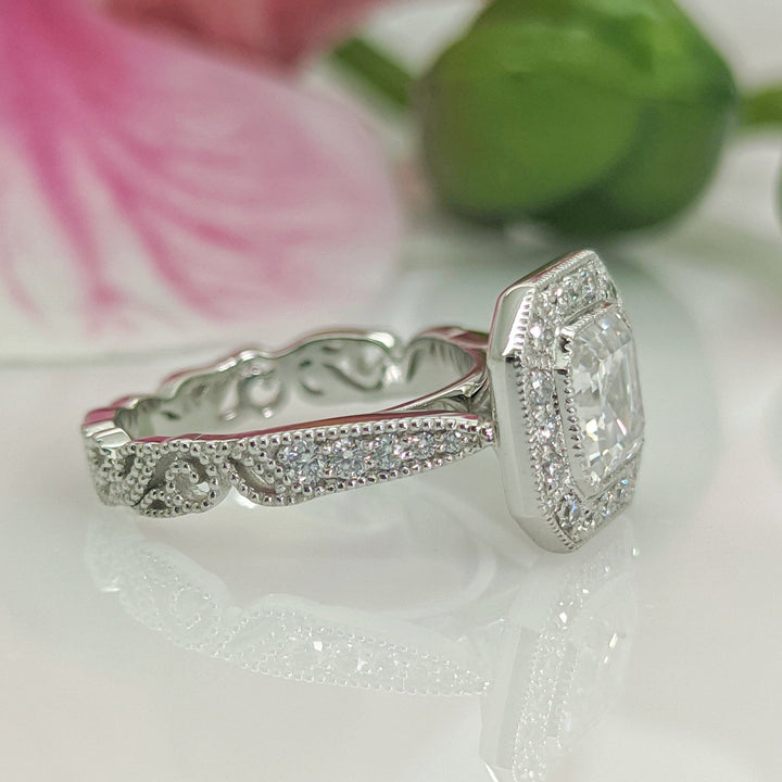 AGIDesignShop Mila  Asscher Cut Moissanite Engagement Ring