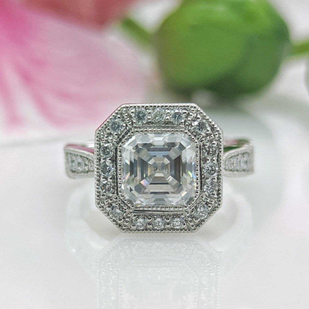 AGIDesignShop Mila  Asscher Cut Moissanite Engagement Ring