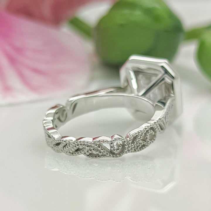 AGIDesignShop Mila  Asscher Cut Moissanite Engagement Ring