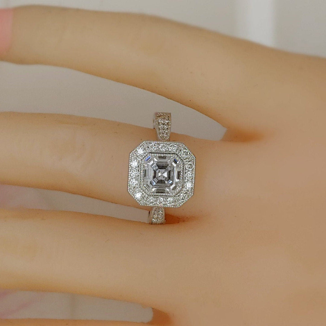 AGIDesignShop Mila  Asscher Cut Moissanite Engagement Ring