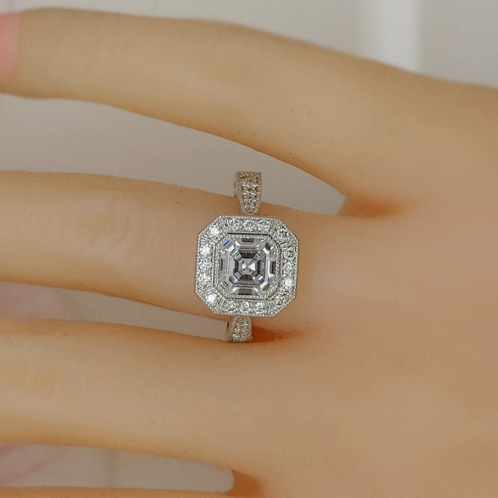 AGIDesignShop Mila  Asscher Cut Moissanite Engagement Ring