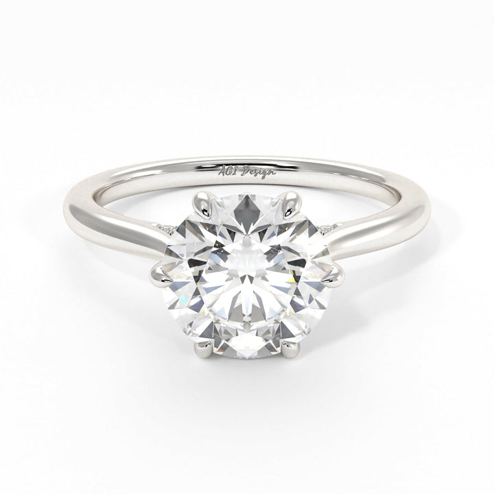 AGIDesignShop Milana Round Moissanite Tulip Engagement Ring