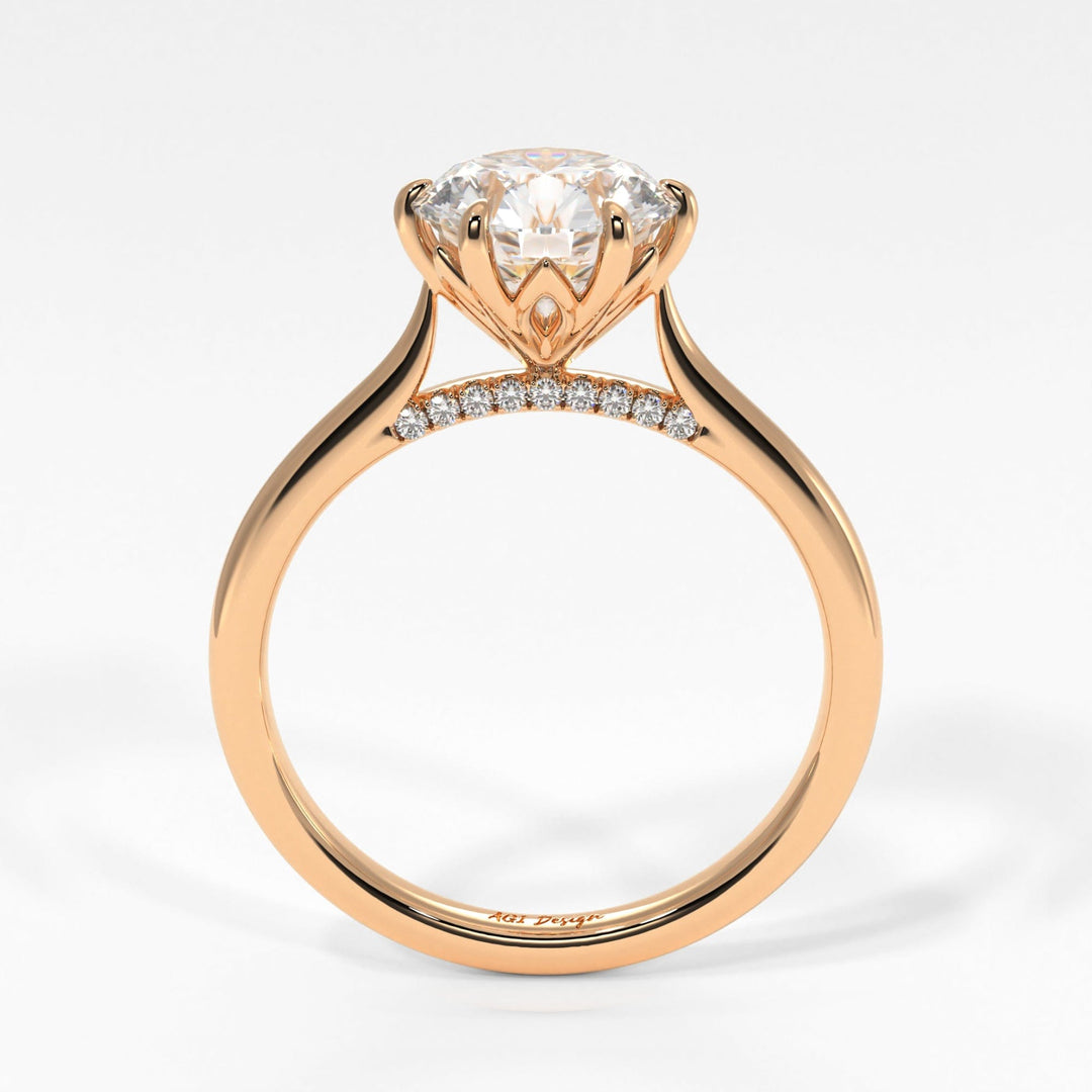 AGIDesignShop Milana Round Moissanite Tulip Engagement Ring