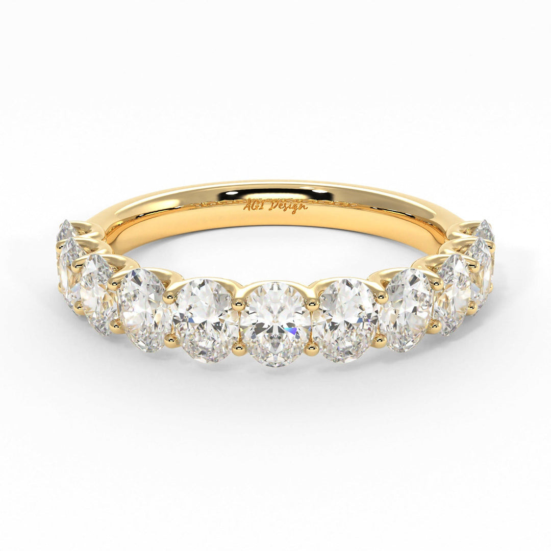 AGI Design Nika Oval Lab-Created Diamonds Wedding Band