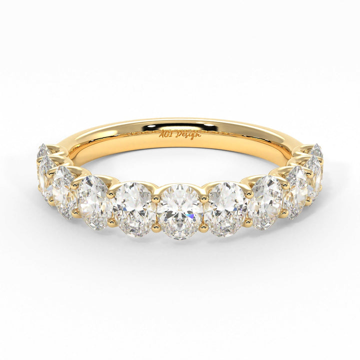 AGI Design Nika Oval Lab-Created Diamonds Wedding Band