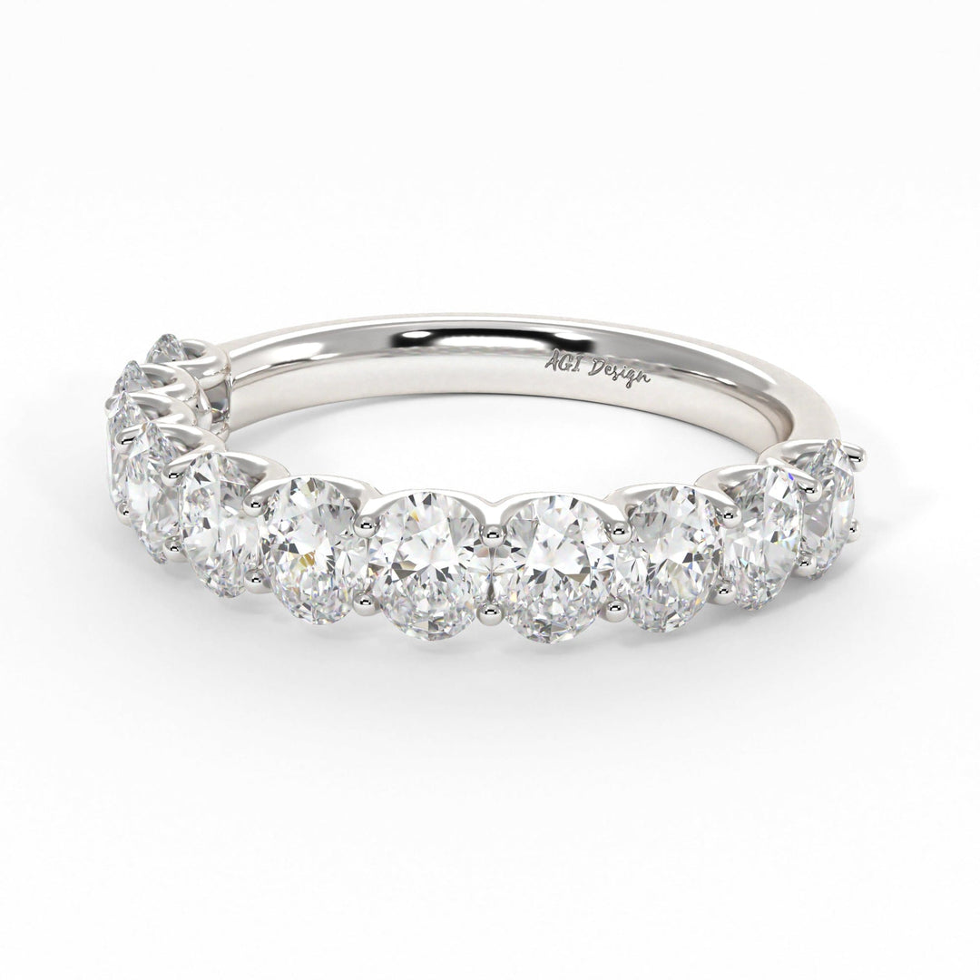 AGI Design Nika Oval Lab-Created Diamonds Wedding Band