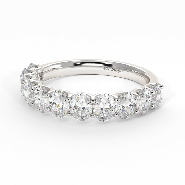AGI Design Nika Oval Lab-Created Diamonds Wedding Band