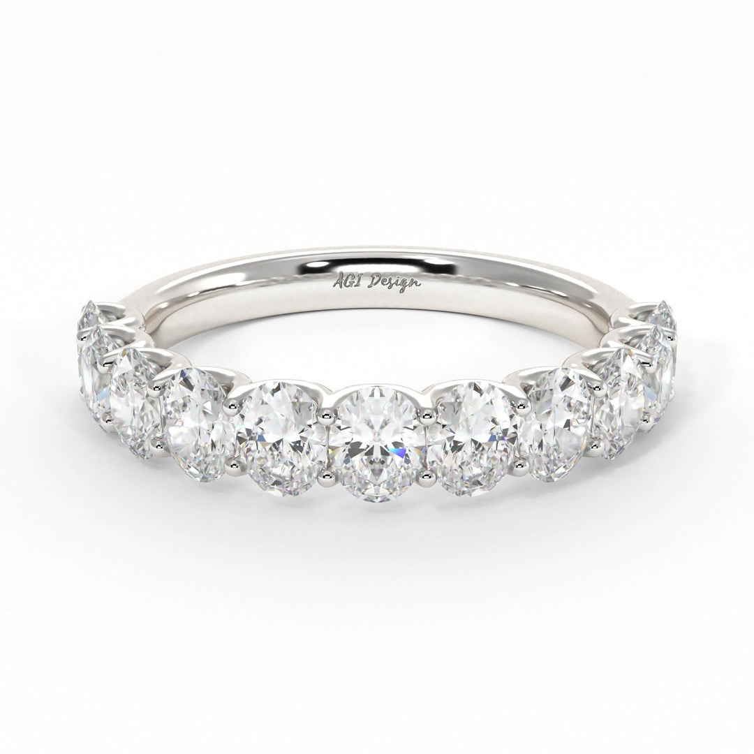 AGI Design Nika Oval Lab-Created Diamonds Wedding Band