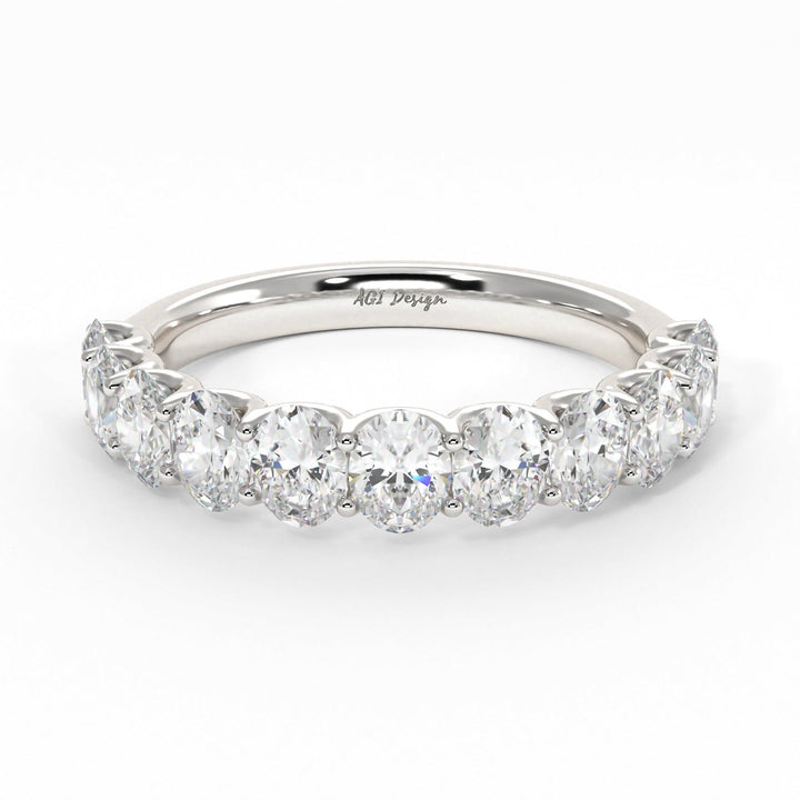 AGI Design Nika Oval Lab-Created Diamonds Wedding Band