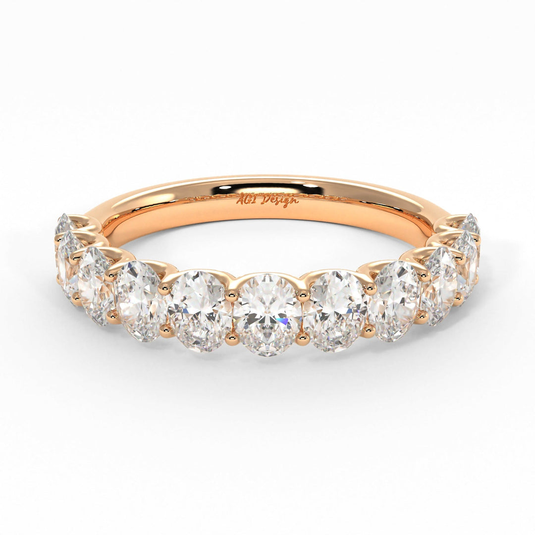 AGI Design Nika Oval Lab-Created Diamonds Wedding Band