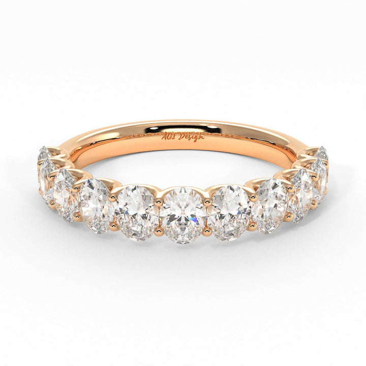 AGI Design Nika Oval Lab-Created Diamonds Wedding Band
