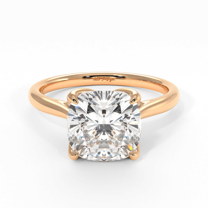 AGIDesignShop Nora Cushion Cut Moissanite Tulip Engagement Ring