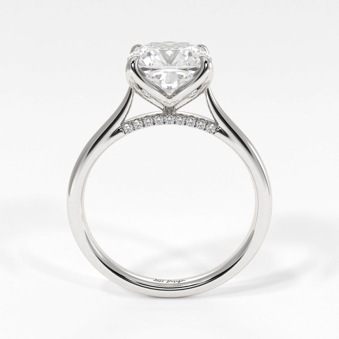 AGIDesignShop Nora Cushion Cut Moissanite Tulip Engagement Ring