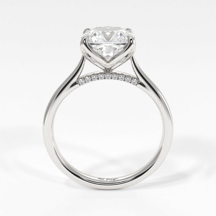 AGIDesignShop Nora Cushion Cut Moissanite Tulip Engagement Ring