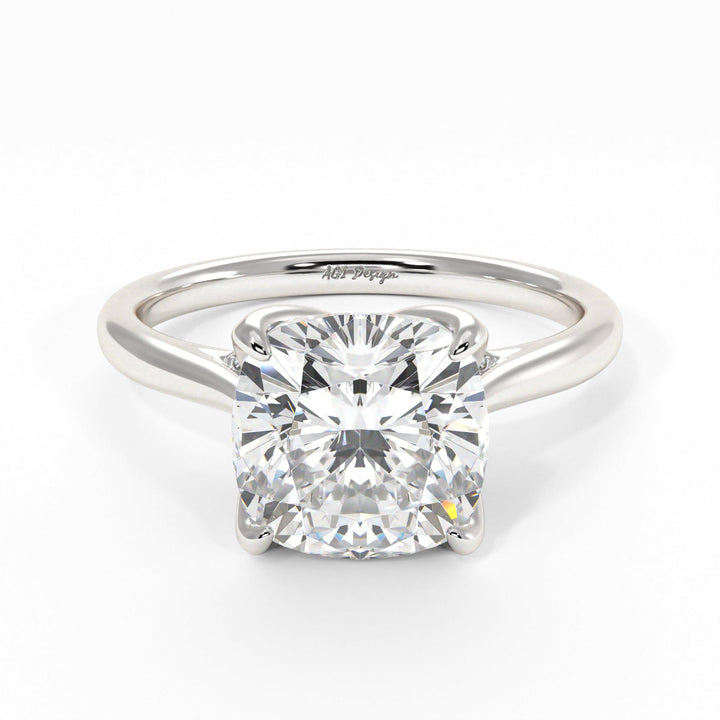 AGIDesignShop Nora Cushion Cut Moissanite Tulip Engagement Ring