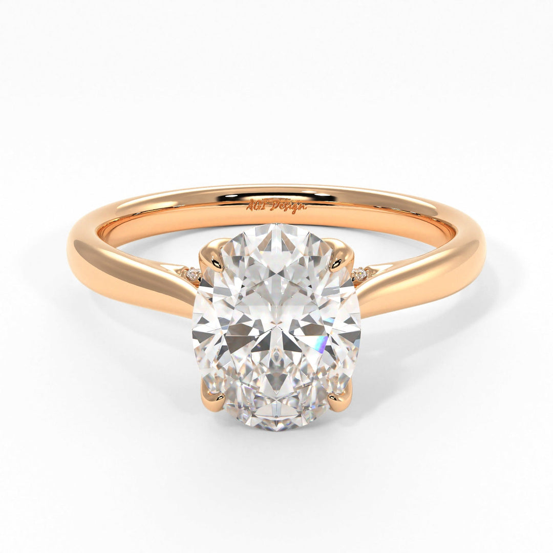 AGI Design Nora Oval Moissanite Tulip Engagement Ring