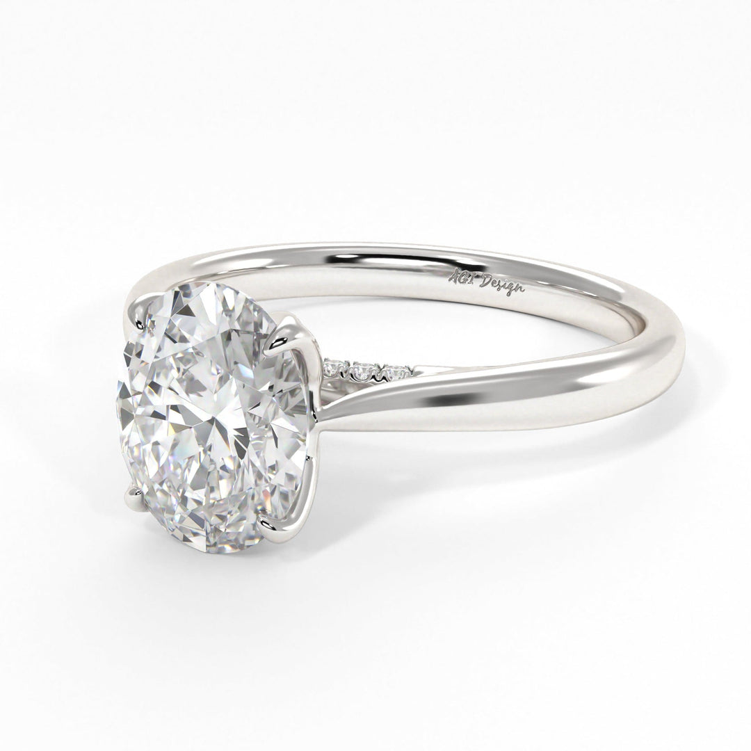 AGI Design Nora Oval Moissanite Tulip Engagement Ring