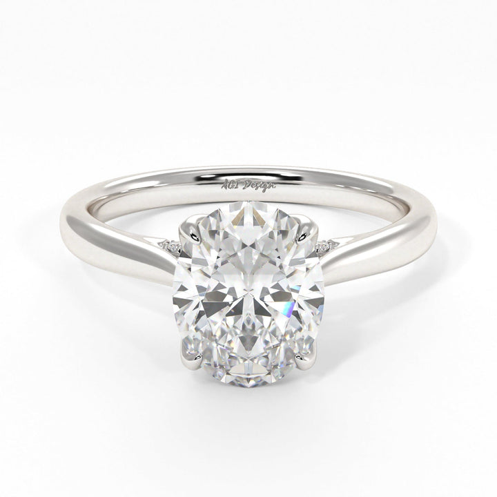 AGI Design Nora Oval Moissanite Tulip Engagement Ring