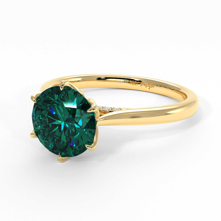 AGI Design Nora Round Green Moissanite Tulip Engagement Ring
