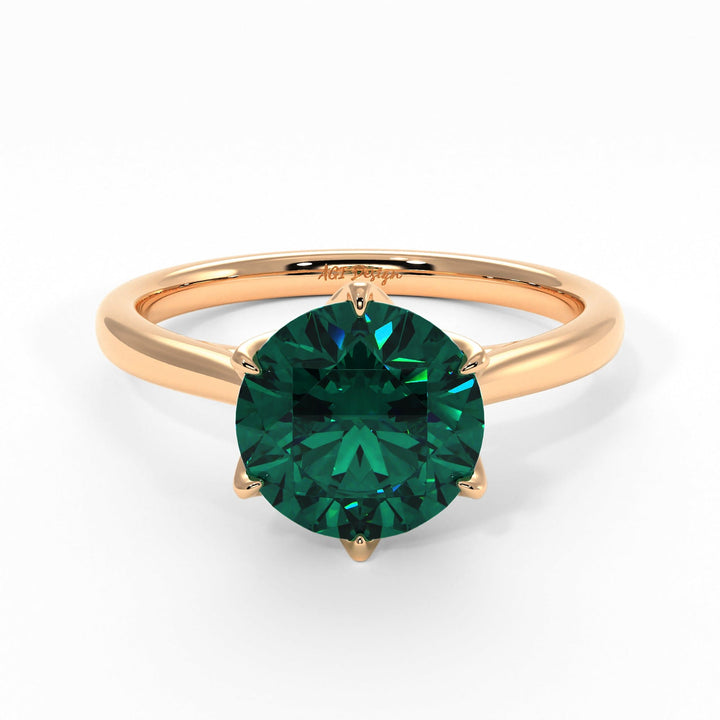 AGI Design Nora Round Green Moissanite Tulip Engagement Ring