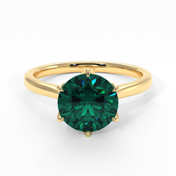 AGI Design Nora Round Green Moissanite Tulip Engagement Ring