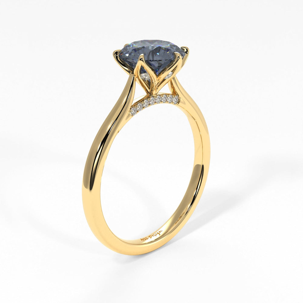 AGI Design Nora Round Grey Moissanite Tulip Engagement Ring