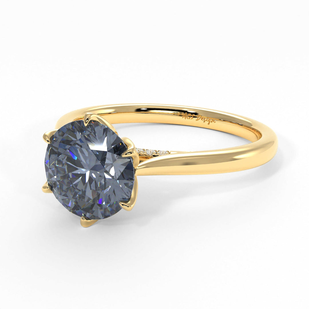 AGI Design Nora Round Grey Moissanite Tulip Engagement Ring