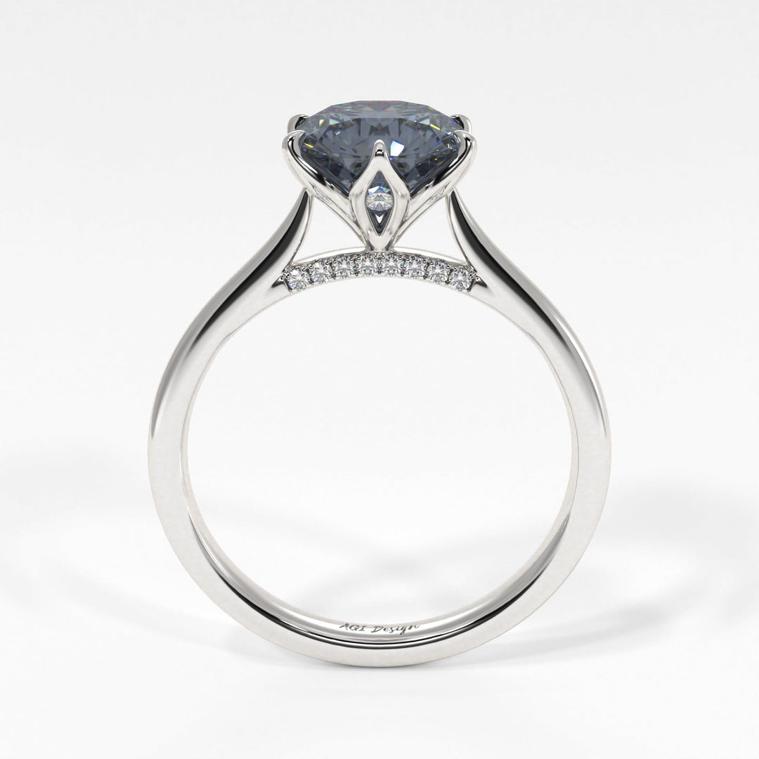 AGI Design Nora Round Grey Moissanite Tulip Engagement Ring