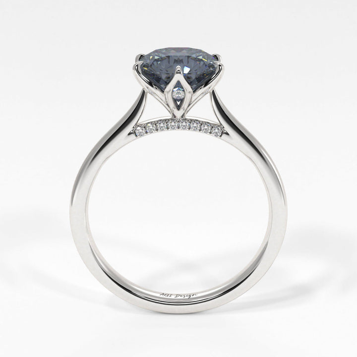 AGI Design Nora Round Grey Moissanite Tulip Engagement Ring