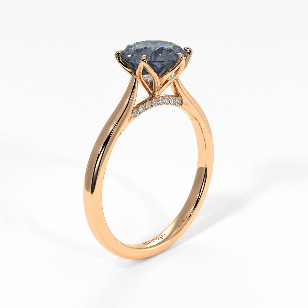 AGI Design Nora Round Grey Moissanite Tulip Engagement Ring