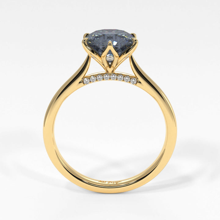 AGI Design Nora Round Grey Moissanite Tulip Engagement Ring